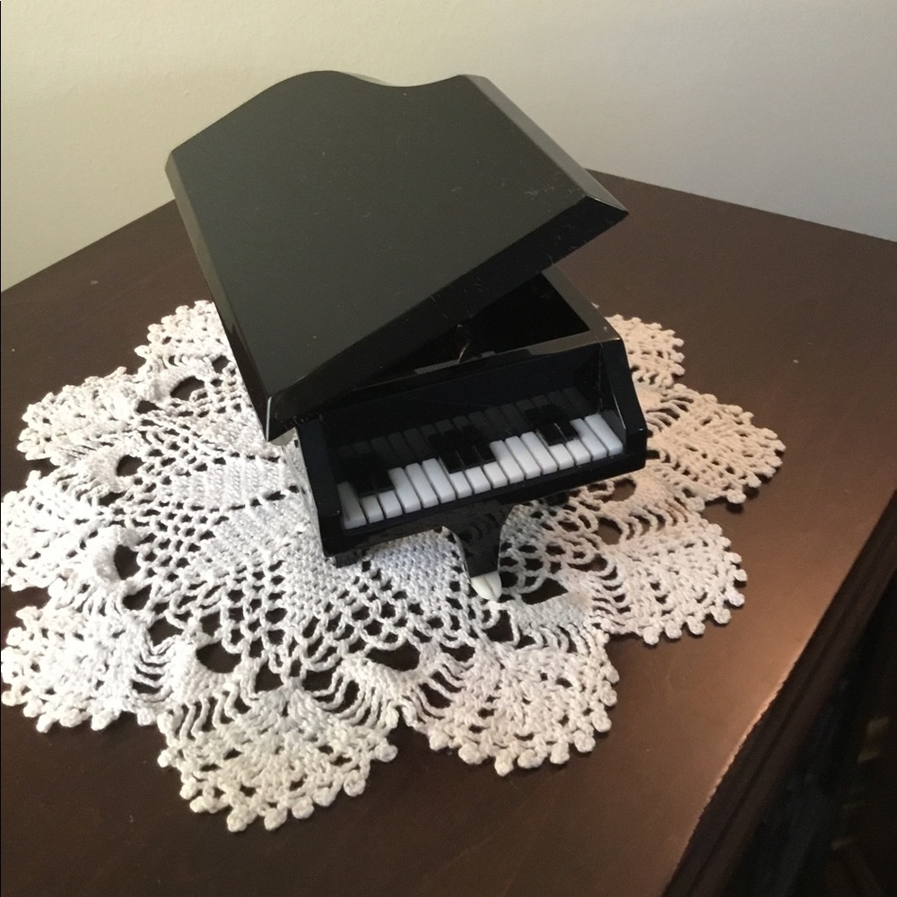 Vintage Music Box Black Lucite Piano